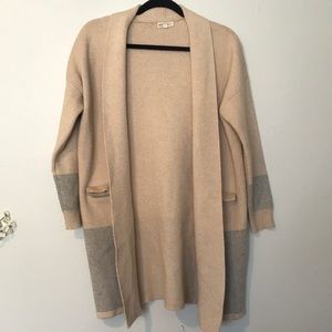 Tan sweater cardigan buckle